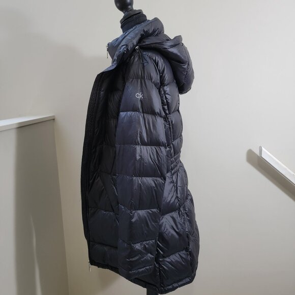 Calvin Klein Women’s Black Puffer Jacket Down Blend Insulated Hooded SZ L *READ* - Picture 3 of 9